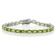 Load image into Gallery viewer, Gem Stone King 925 Sterling Silver Peridot Gemstone Birthstone Women&#39;s Tennis Bracelet, 12.00 Cttw Jewelry 7 Inch
