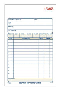Adams Sales Order Book, 2-Part, Carbonless, White/Canary, 4-3/16 x 7-3/16 inches, 50 Sets per Book, 5 Books, 250 Sets Total (DC4705)