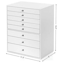 Load image into Gallery viewer, SONGMICS Jewelry Box, 8-Layer Large Jewelry Case, Ideal for Necklaces, Earrings, Sunglasses, Bracelets, Watches, White UJBC11WT
