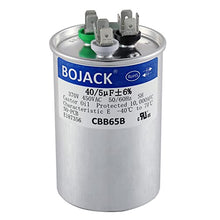 Load image into Gallery viewer, BOJACK 40+5 uF 40/5 MFD ±6% 370V/440 VAC CBB65 Dual Run Circular Start Capacitor for AC Motor Run or Fan Start or Condenser Straight
