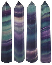 Load image into Gallery viewer, Luckeeper Healing Crystals| 2" Rainbow Fluorite Crystal Wands| 6 Faceted Reiki Chakra Meditation Therapy 4 Pcs
