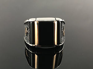 KAR 925K Stamped Sterling Silver Black Onyx Men's Ring K6F (10.25)
