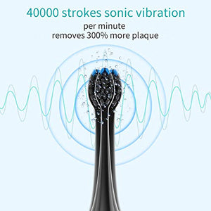Electric Toothbrush, Rechargeable Power Sonic Toothbrush with 40000VPM, 5 Optional Modes, Smart Timers&2 DuPont Brush Heads, Electronic Toothbrush for Adults with Travel Case, IPX7 Waterproof