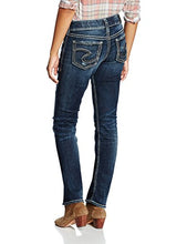 Load image into Gallery viewer, Silver Jeans Co. Women's Suki Curvy Fit Mid Rise Straight Leg Jeans, Vintage Dark Wash with Lurex Stitch, 27W X 30L
