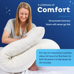 Snuggle-Pedic Full Body Pillow for Adults - Made in USA, 20 x 54 Long Pillow w/ Shredded Memory Foam & Kool-Flow Pillow Cover, GreenGuard Gold Certified