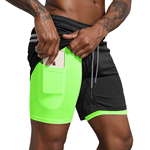 Leidowei Men's 2 in 1 Workout Running Shorts Lightweight Training Yoga Gym 7