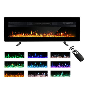 Maxhonor 40 Inches Electric Fireplace Insert Wall Mounted Freestanding Heater with Remote Control, 1500/750W, Black