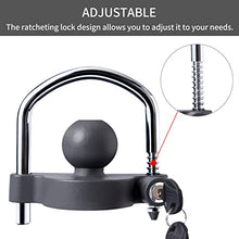 Load image into Gallery viewer, METOWARE Trailer Coupler Lock Universal Adjustable Heavy-Duty Steel Trailer Hitch Lock, Anti Theft Trailer Ball Lock Towing Lock for Towing Caravan Trailer Security Fits 1-7/8&quot;,2”, 2-5/16&quot; Coupler
