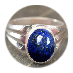 Jewelryonclick Natural Lapis Lazuli Silver Rings for Men 5 Carat Gemstone Astrology Chakra Healing in Size 9