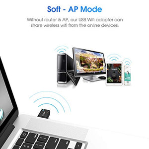 1300Mbps USB 3.0 Wireless WiFi Adapter for PC, USB Wi-Fi Dongle AC Mini Network Adapters 802.11ac 2.4GHz/5GHz Built-in Antenna for Windows 10/7/8/8.1/XP Mac OS 10.6-10.15