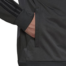 Load image into Gallery viewer, adidas Men's Essentials Warm-Up 3-Stripes Track Top, Dark Grey Heather/Black, Medium
