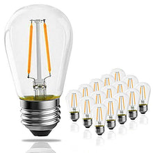 Load image into Gallery viewer, Banord 15 Pack Dimmable 2W S14 Replacement LED Bulbs, 2700K Warm White Waterproof Outdoor String Lights Vintage LED Filament Bulb, Shatterproof E26 Screw Base Edison LED Light Bulbs
