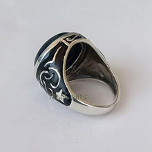 Load image into Gallery viewer, Blood Stone Ring For Mens / 925 Silver Statement Ring/Natural BloodStone Round Cab Gemstone Ring/Arabic Style Ring For Mens/Handmade Jewelry, Gift for Mens
