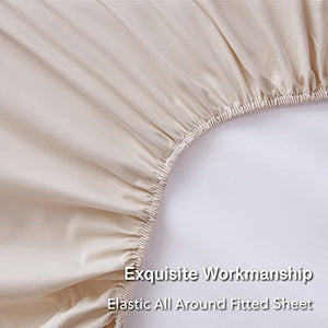 Bedsure Twin Size Sheets Set 4 PC - Deep Pocket Bed Sheets Twin Soft Brushed Microfiber, 1800 Hotel Luxury Bed Sheets Set, Wrinkle and Fade Resistant, Beige