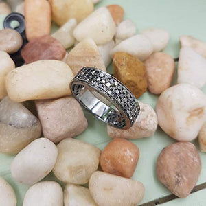 Dazzlingrock Collection 1.25 Carat (ctw) Black Plated Sterling Silver Black Diamond Men's Wedding Band 1 1/4 CT, Size 12.5