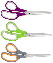 Load image into Gallery viewer, Amazon Basics Multipurpose, Comfort Grip, Titanium Fused, Stainless Steel Office Scissors - Pack of 3
