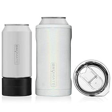 Load image into Gallery viewer, BrüMate HOPSULATOR TRíO 3-in-1 Stainless Steel Insulated Can Cooler, Works With 12 Oz, 16 Oz Cans And As A Pint Glass (Glitter White)
