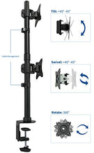 Load image into Gallery viewer, VIVO Dual Monitor Articulating Desk Mount Stand with Height Adjustment and Open VESA Plates for 2 LCD Screens up to 27 inches, Stacked Array, Black, STAND-V002R
