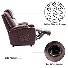 Load image into Gallery viewer, Mcombo Electric Power Recliner Chair Sofa with Massage and Heat for Living Room, 2 Positions, 2 Side Pockets and Cup Holders, Faux Leather 7050 (Dark Brown)

