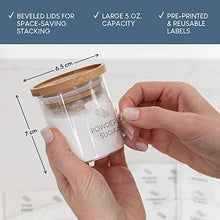 Load image into Gallery viewer, Glass Spice Jars with Bamboo Lids Set of 12 - 5 oz Airtight Glass Jar Storage Containers Stackable Wood Lid - Shatterproof Glass Canisters for Kitchen Pantry Organization, Herbs, Candy, Dry Food
