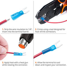Load image into Gallery viewer, Wirefy 130 PCS Heat Shrink Fork Connectors #10 - Marine Grade Fork Terminals - Spade Fork Wire Connectors - Blue 16-14 Gauge
