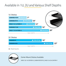 Load image into Gallery viewer, 1U Server Rack Shelf - Universal Vented Rack Mount Cantilever Tray for 19&quot; Network Equipment Rack &amp; Cabinet - Heavy Duty Steel – Weight Capacity 44lb/20kg - 12&quot; Deep Shelf, Black (SHELF-1U-12-FIXED-V)
