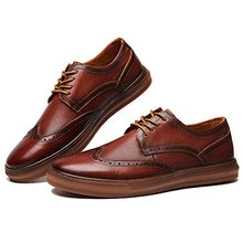 Load image into Gallery viewer, Men's Wingtip Brogue Oxford Sneaker Shoes Genuine Leather Casual Dress Shoes Maroon Brown for Men Footwear Size 13

