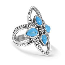 Load image into Gallery viewer, American West Sterling Silver Blue Turquoise Gemstone Cross Ring Size 7
