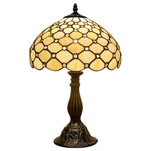 Load image into Gallery viewer, Tiffany Lamp Cream Stained Glass and Crystal Pearl Bead Style Table Lamps Height 18 Inch for Kids Room Living Room Bedroom Antique Desk Dresser Beside Coffee Table Bookcase S005 WERFACTORY
