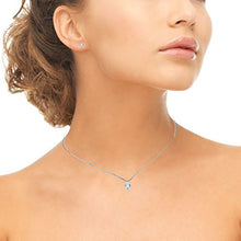 Load image into Gallery viewer, GemStar USA Sterling Silver Blue Topaz Heart Solitaire Necklace and Stud Earrings Set
