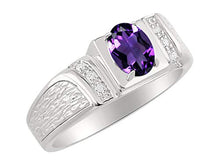 Load image into Gallery viewer, RYLOS Classic Oval Amethyst &amp; Diamond Ring - February Birthstone
