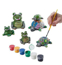 Load image into Gallery viewer, DIY Paint a Rock Pet Kit - Set of 6 (3 Frogs and 3 Turtles) - Children's Arts and Crafts - Includes Weather Resistant Paints and Paintbrush - Indoor Bedroom or Outdoor Yard and Garden Display - 1.25'' - 5.75'' H
