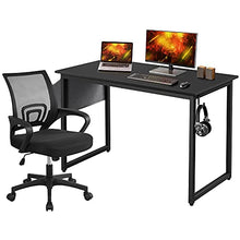 Load image into Gallery viewer, Yaheetech Home Office Desk &amp; Chair Set/Ergonomic Black Mesh Computer Chair and 47" Computer Desk with Storage Bag &amp; Headphone Hook/Adjustable Rolling Swivel Chair/Indusrtal Workstation for Small Space
