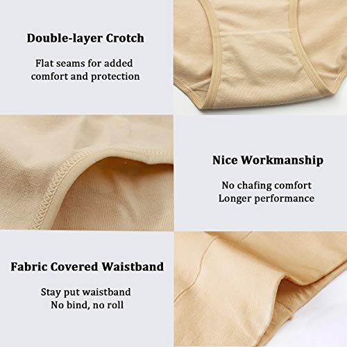 Load image into Gallery viewer, wirarpa Women's Cotton Underwear Panties High Waisted Full Briefs 4 Pack Ladies No Muffin Top Underpants Beige Size 5, Small