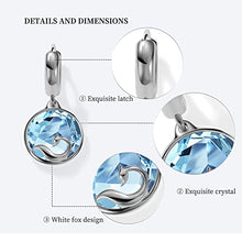 Load image into Gallery viewer, 14K gold-plated sterling silverRound natural topaz earrings crystal drop earrings, natural crystal birthday stone grapple stone fox earrings, The best choice for gifts for women (Blue topaz, Sterling Silver)
