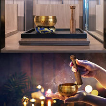 Load image into Gallery viewer, Tibetan Singing Bowl Set - Sing Bowl Unique Gift Helpful for Meditation, Yoga, Relaxation, Chakra Healing, Prayer and Mindfulness (Golden)
