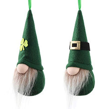 Load image into Gallery viewer, St Patrick Day Hanging Gnome Ornaments Set of 10, Irish Gnomes Handmade Leprechaun Elf Tomet DecorationsSpring Gnome Lucky Clover Hanging Ornament
