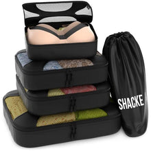 Load image into Gallery viewer, Shacke Pak - 5 Set Packing Cubes - Travel Organizers with Laundry Bag (Pure Black)
