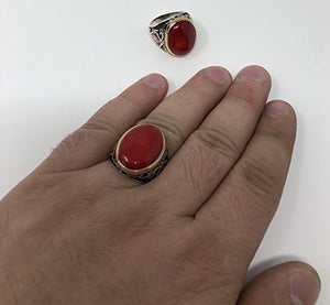 KAR 925K Sterling Silver Red Coral Men's Ring Red Enamelled K62C Special Edition (10)