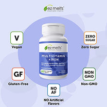 Load image into Gallery viewer, EZ Melts Multivitamin with Iron, Sublingual Vitamins, Vegan, Zero Sugar, Natural Cherry Flavor, 60 Fast Dissolve Tablets
