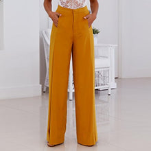 Load image into Gallery viewer, GoodLock Women High Waist Pants OL Loose Stretch Wide Leg Long Pants Palazzo Trousers (Yellow, Small)
