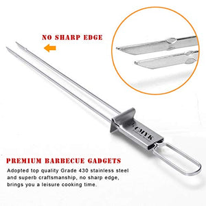 CMYK Barbecue Skewers, 6-Pack 13" Stainless Steel Grilling Skewers with Slider, Reusable Metal BBQ Shish Kebab Skewer Sticks