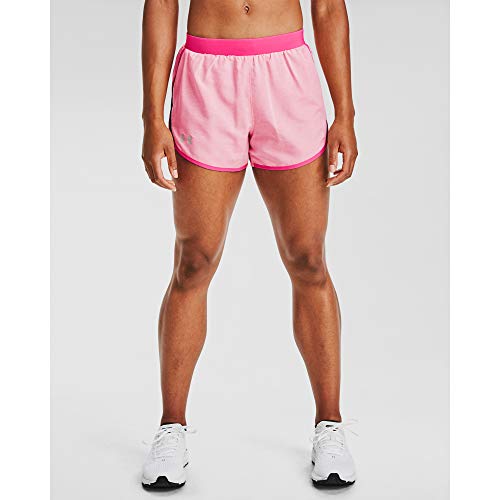 Under Armour Women's Fly By 2.0 Running Shorts , Cerise Full Heather (653)/Reflective , Medium