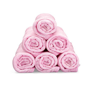 Muslin Burp Cloths 6 Pack Large 100% Cotton Hand Washcloths 6 Layers Extra Absorbent and Soft (Pink, Pack of 6)