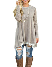 Load image into Gallery viewer, WEKILI Women's Tops Long Sleeve Lace Scoop Neck A-line Tunic Blouse Khaki M/US 8-10
