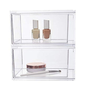 STORi Audrey Stackable Cosmetic Organizer Drawers 4-1/2" Tall | set of 2 Clear