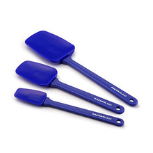 Load image into Gallery viewer, Rachael Ray Tools and Gadgets Solid Spoonulas / Scraping Cooking Utensil Set - 9-1/2-Inch, 10-Inch, and 12-1/2, Blue
