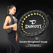 Load image into Gallery viewer, Dumoyi Smart Weighted Fit Hoop for Adults Weight Loss, 24 Detachable Knots, 2 in 1 Adomen Fitness Massage Workout Equipment, Great for Exercise and Fitness (Black- Golden)
