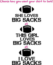 Load image into Gallery viewer, Football Shirt - She Loves Big Sacks and That Pittsburgh D. Unisex Shirt (Medium) Black

