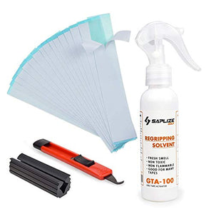 SAPLIZE Golf Grip Kits for Regripping Golf Clubs with 15 Paper-Backed Double Side Adhesive Strips, 5OZ Solvent, Rubber Vise Clamp & Hook Blade Included